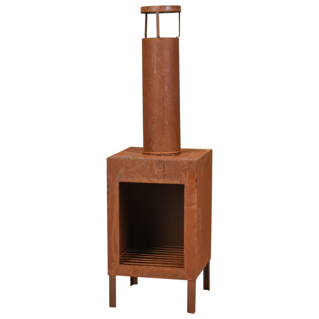 Progarden Prograrden Kamin mit Schornstein und griff 100 cm Rost -Colored