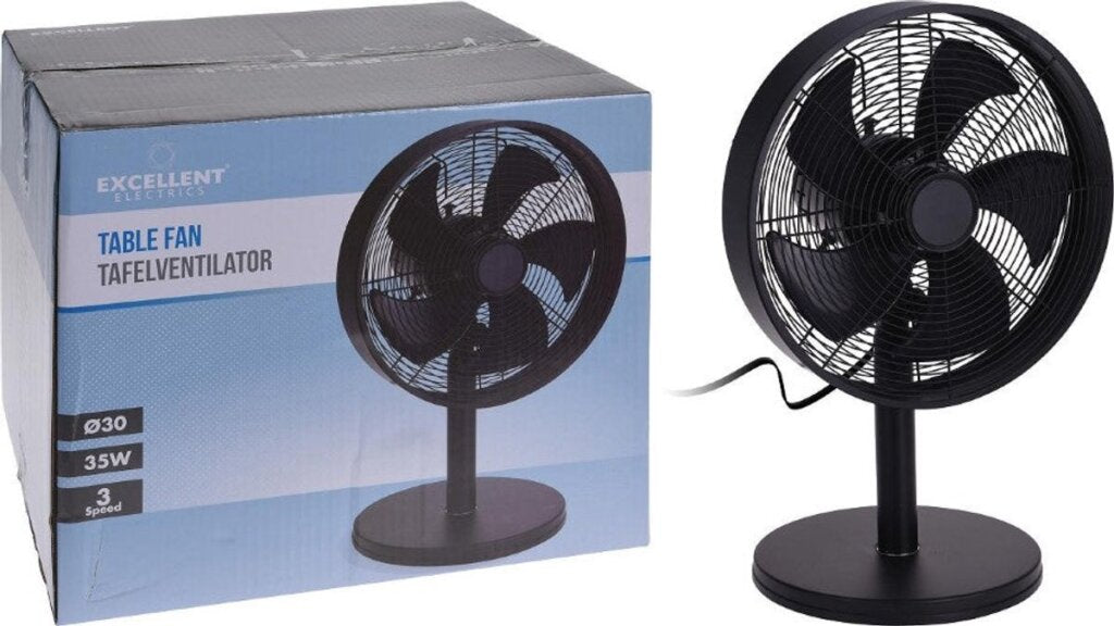 Excellent elektrischer Tischventilator 3 Geschwindigkeiten 40 W 35x27x57 cm schwarz