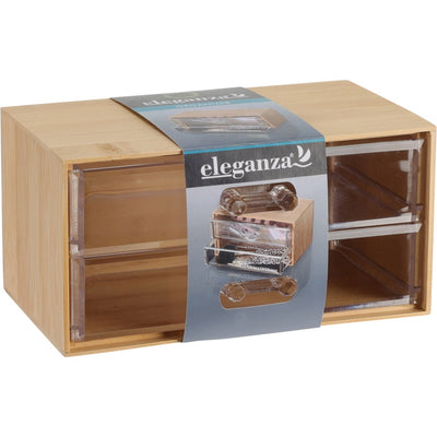 Eleganza Eleganza Bamboo Organizer mit 2 Schubladen 18,5x11.5x9.3 cm