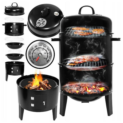 Prograrden Progarden Charcoal Grill mit Kamin und 2 Grillgrills schwarz