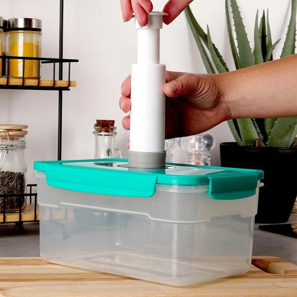 Excellent Houseware Vakuum-Aufbewahrungsbox für Lebensmittel, 2,3 l, grün, transparent