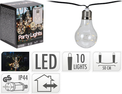 Profi Gartenpartybeleuchtung 10 Lichter warmweiß