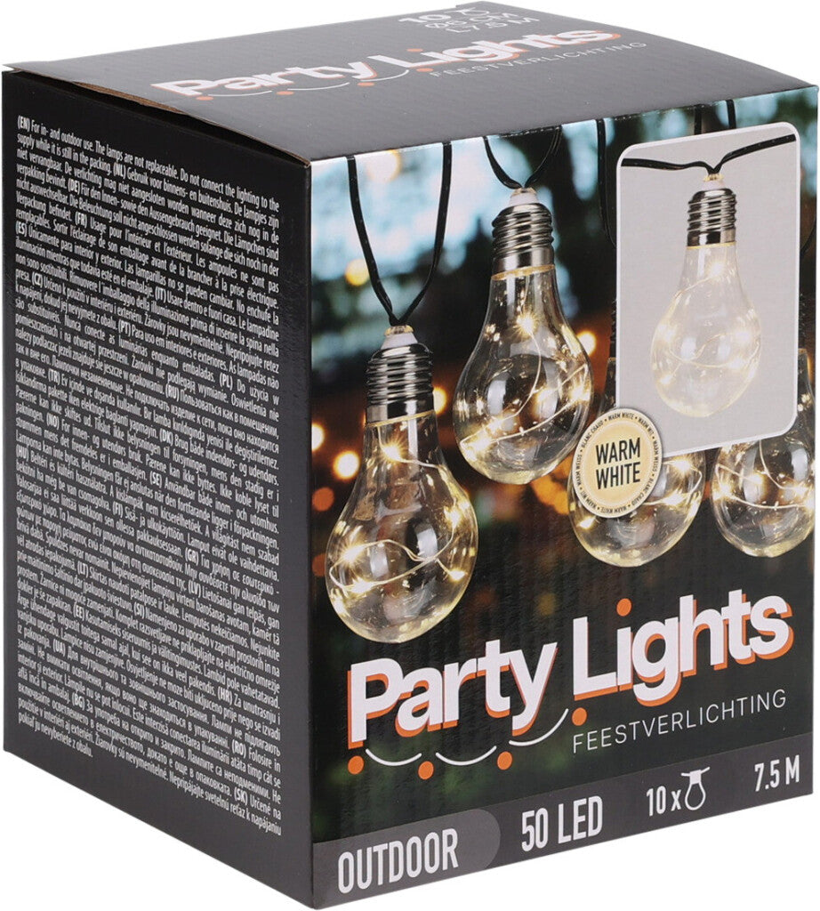 Profi Gartenpartybeleuchtung 10 Lichter warmweiß