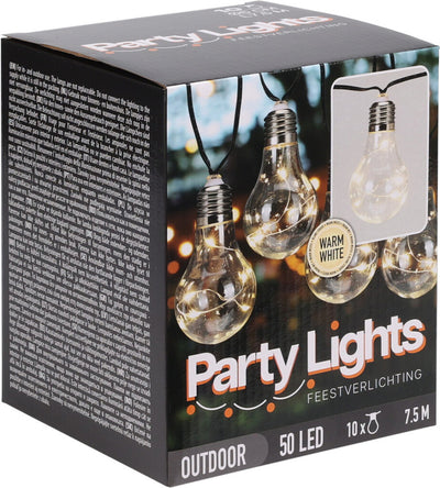 Profi Gartenpartybeleuchtung 10 Lichter warmweiß