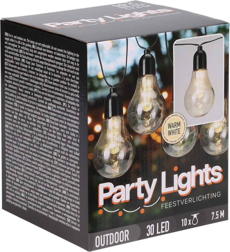 Profi Gartenpartybeleuchtung 10 Lichter warmweiß
