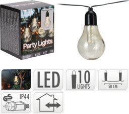 Profi Gartenpartybeleuchtung 10 Lichter warmweiß