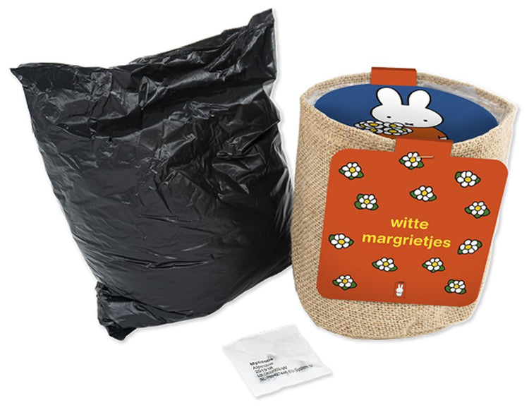 Miffy Jutebeutel mit weißen Gänseblümchen.