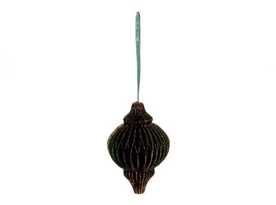 HBx Natural Living Weihnachtskugel Zwiebelform 15cm grüner Karton