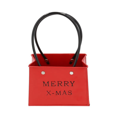 Hbx Natural Living Blumentopftasche Modell Merry X-Mas H12cm rot