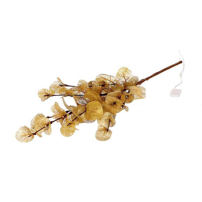 HBX Natural Living Künstlicher Zweig Euca Cinerea LED L72 Gold