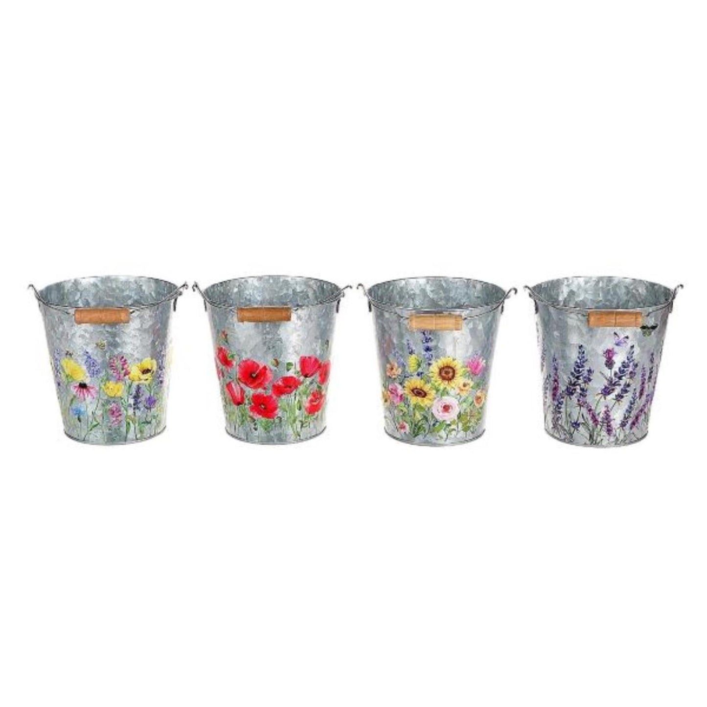 HBx Natural Living Zinkeimer H14cm mit Blumenmuster
