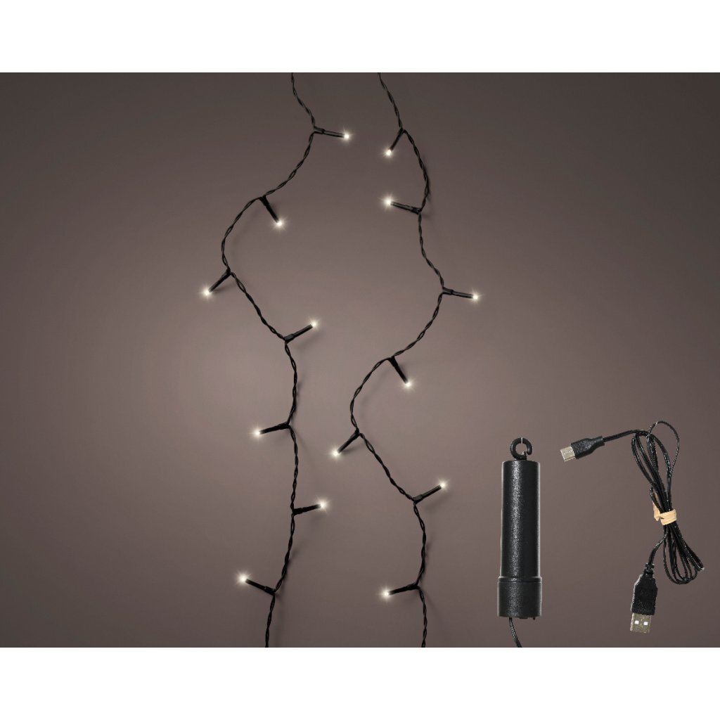 Kaemingk LED-Duracharge-Basisleuchten mit 8 Funktionen, Funkeleffekt für den Außenbereich, 742,5 cm | 2 Stk