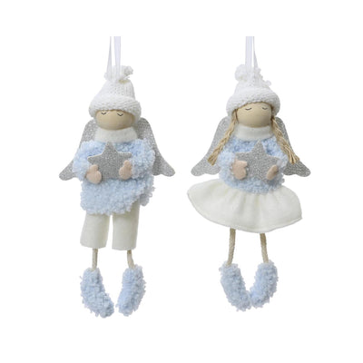 Decoris Weihnachtsanhänger Engel blau weiß 8x3x16cm