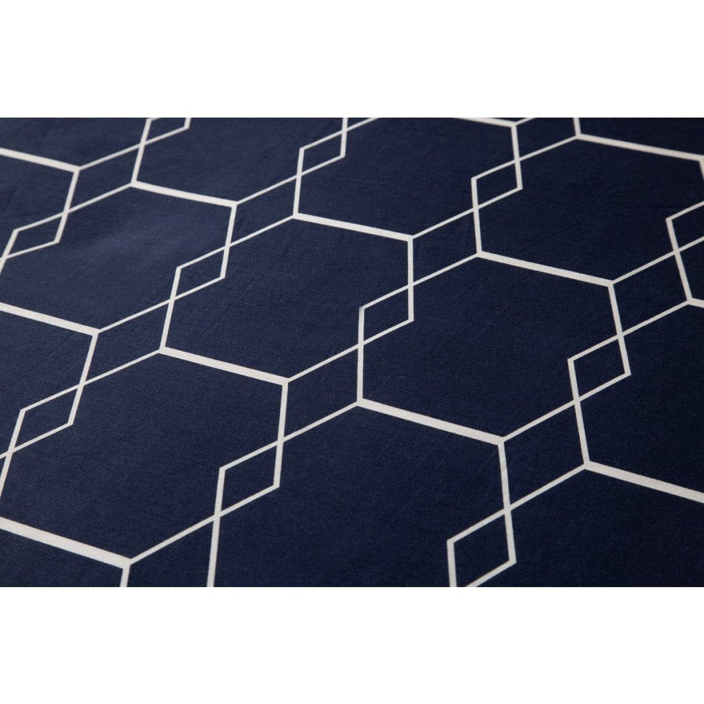 Zehn Cate Cotton Single Duvet Cover 140x200 220 cm grafisch dunkelblau