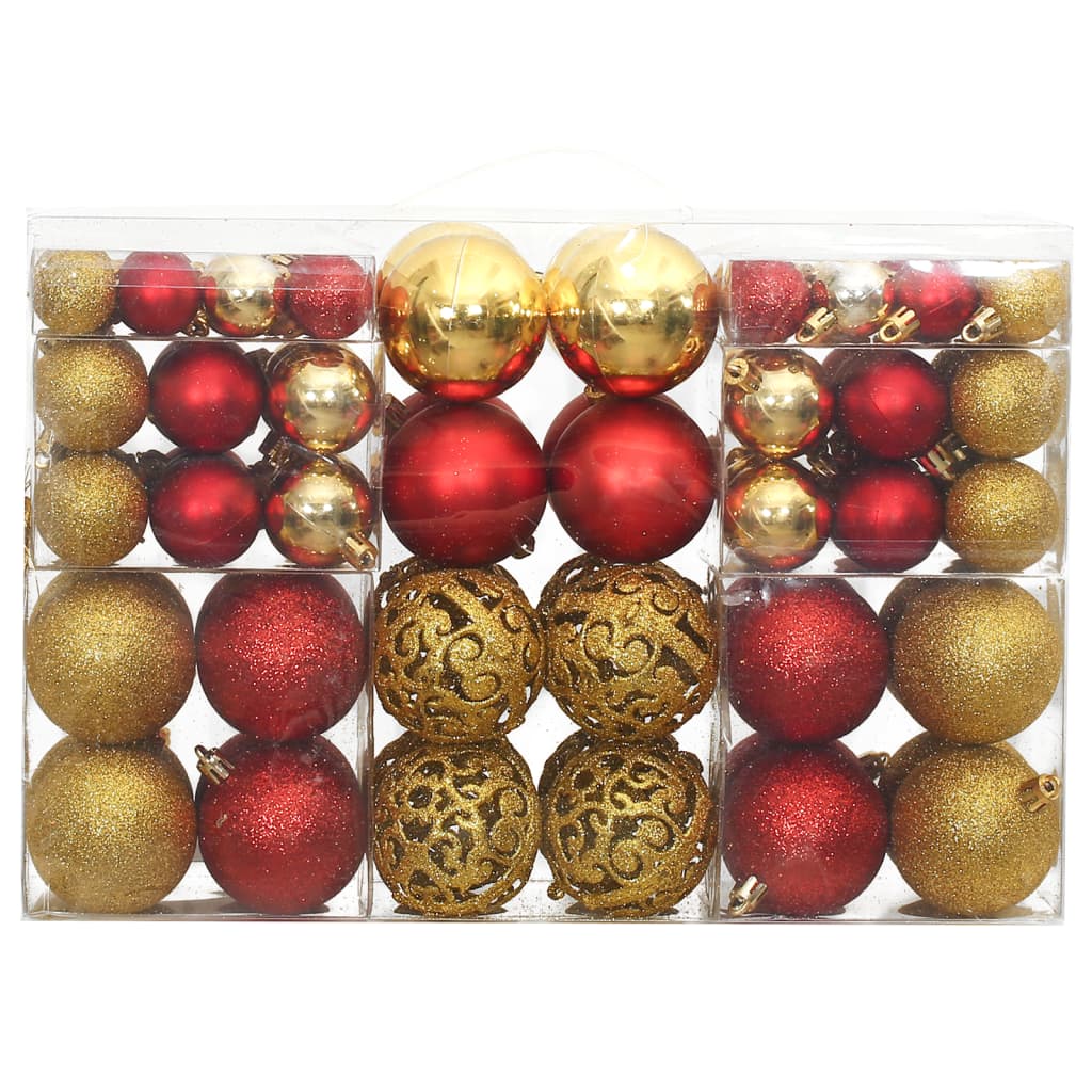 Vidaxl Weihnachtsbällchen 100 PCs 3 4 6 cm Golden und Wein rot
