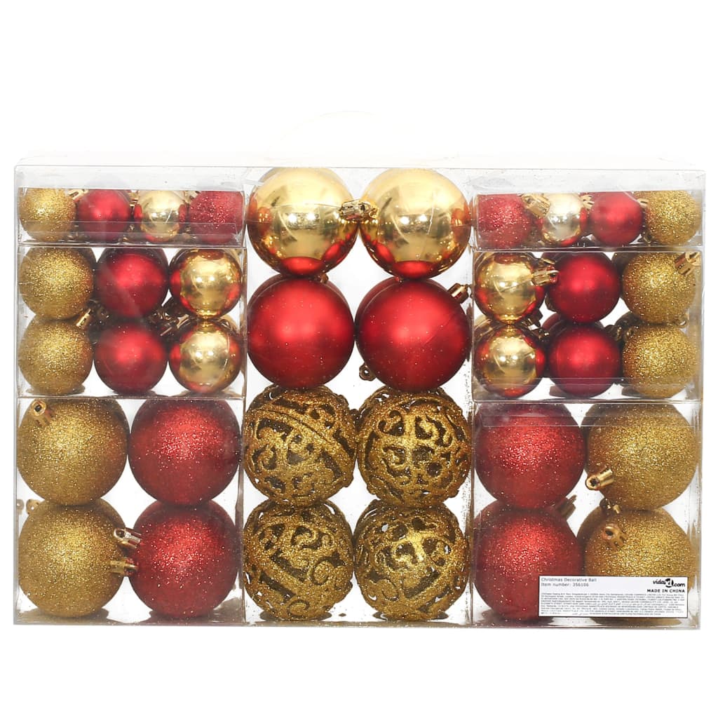 Vidaxl Weihnachtsbällchen 100 PCs 3 4 6 cm Golden und Wein rot