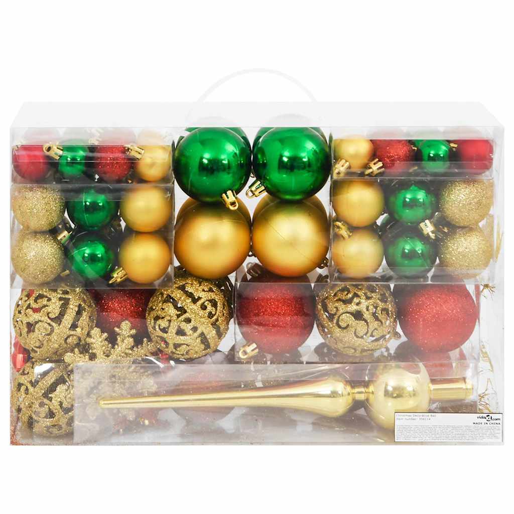 VIDAXL 112-TEIL-Weihnachtsball-Set Polystyrol Rotgrün und goldfarben