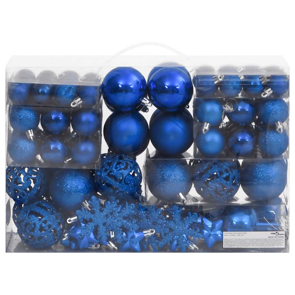 VidaXL 111-teiliges Weihnachtskugel-Set Styropor Blau