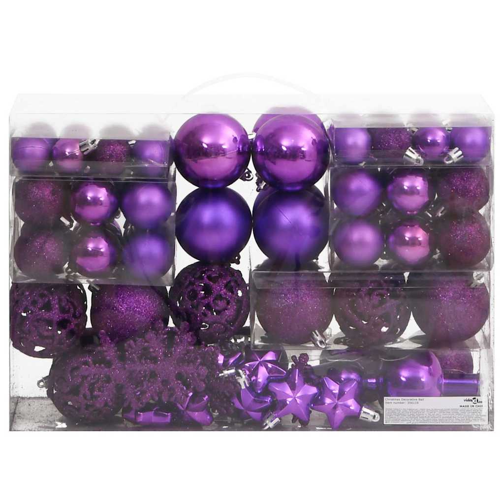 Vidaxl 111-teiliges Weihnachtskugelset Polystyrol Lila