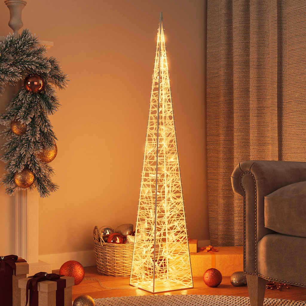 VIDAXL -Weihnachtsbeleuchtungskegel mit 60 warm -weißen LEDs 120 cm Acryl
