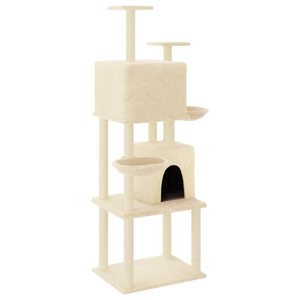 Vidaxl -Katzenmöbel mit Sisal -Kratzerpfosten 180 cm creme -gelenkt