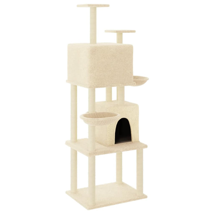 Vidaxl -Katzenmöbel mit Sisal -Kratzerpfosten 180 cm creme -gelenkt
