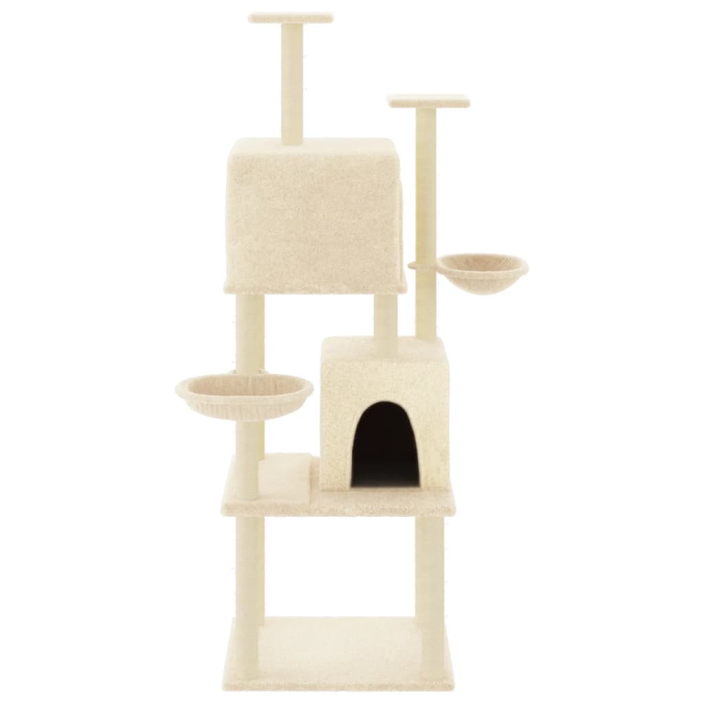 Vidaxl -Katzenmöbel mit Sisal -Kratzerpfosten 180 cm creme -gelenkt