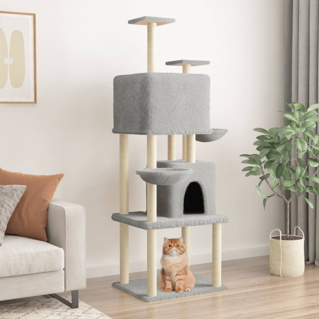 Vidaxl -Katzenmöbel mit Sisal -Kratzerpfosten 180 cm hellgrau