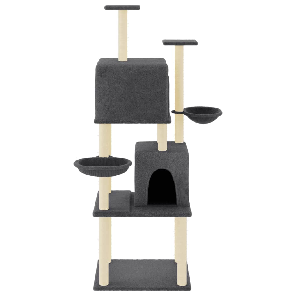 Vidaxl -Katzenmöbel mit Sisal -Kratzerpfosten 180 cm dunkelgrau
