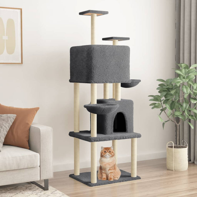 Vidaxl -Katzenmöbel mit Sisal -Kratzerpfosten 180 cm dunkelgrau