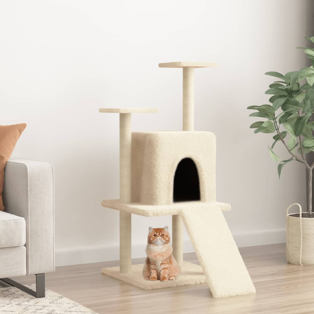 Vidaxl -Katzenmöbel mit Sisal -Kratzerpfosten 110 cm Creme -Colored