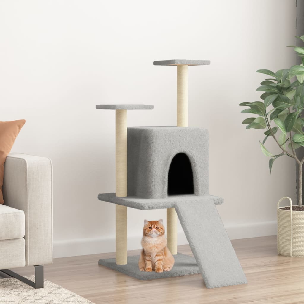 Vidaxl -Katzenmöbel mit Sisal -Kratzerpfosten 110 cm hellgrau