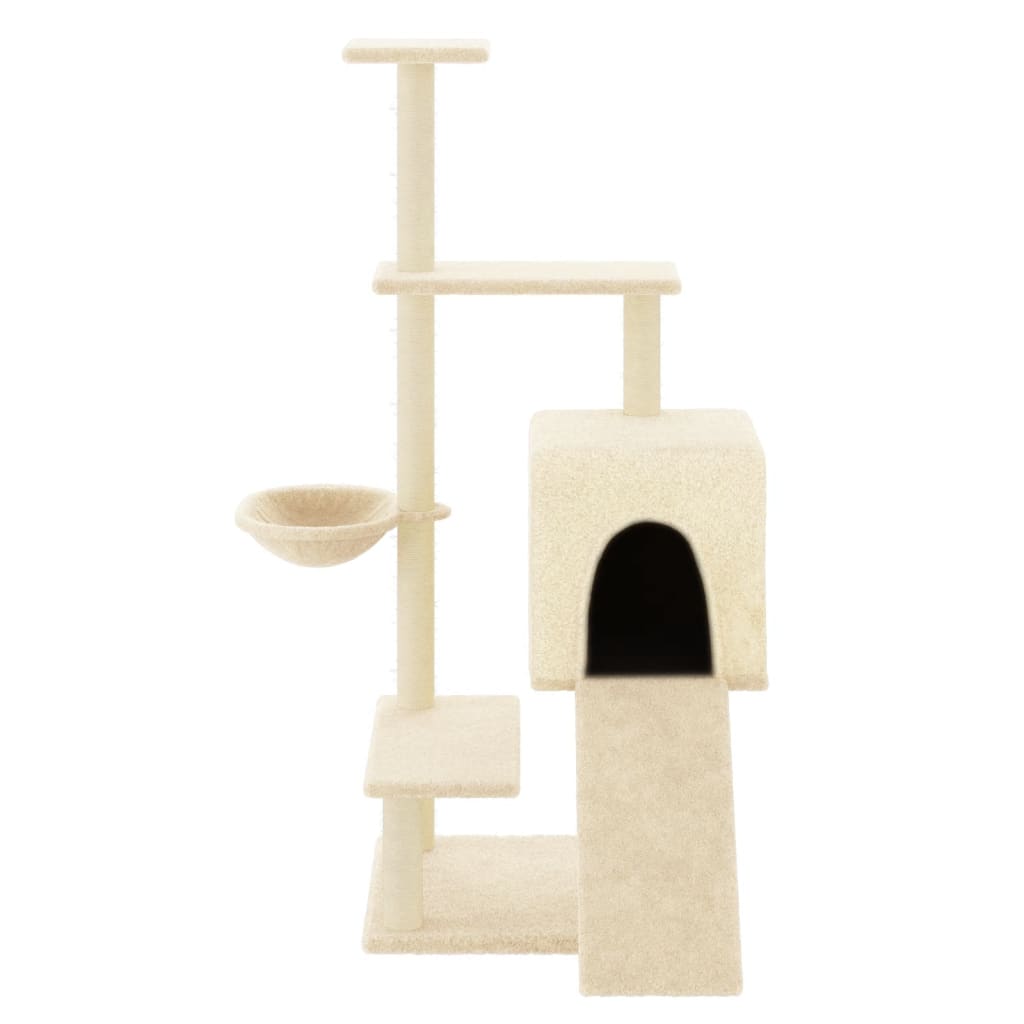 Vidaxl -Katzenmöbel mit Sisal -Kratzerpfosten 130,5 cm cremefarben -gerichtet