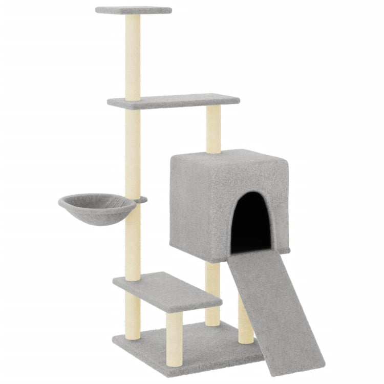 Vidaxl -Katzenmöbel mit Sisal -Kratzerpfosten 130,5 cm hellgrau