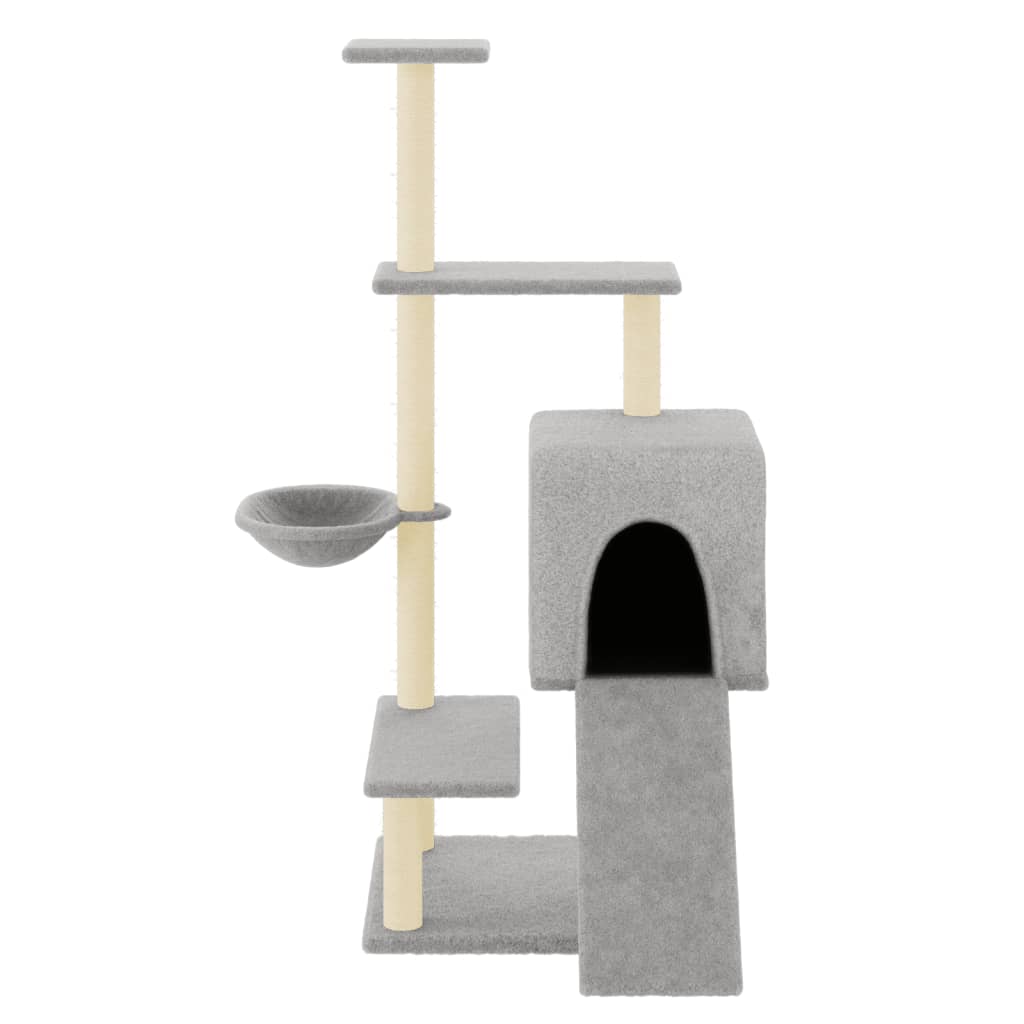 Vidaxl -Katzenmöbel mit Sisal -Kratzerpfosten 130,5 cm hellgrau