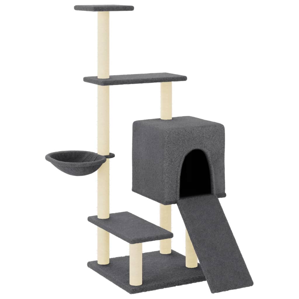 Vidaxl -Katzenmöbel mit Sisal -Kratzerpfosten 130,5 cm dunkelgrau