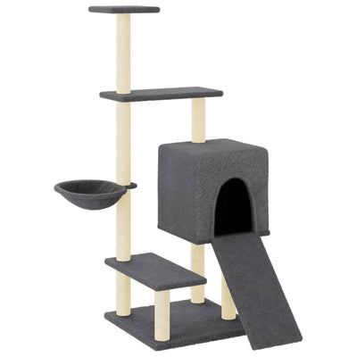 Vidaxl -Katzenmöbel mit Sisal -Kratzerpfosten 130,5 cm dunkelgrau
