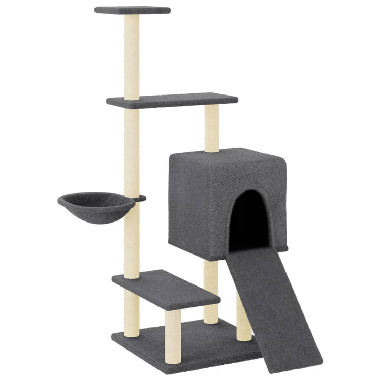 Vidaxl -Katzenmöbel mit Sisal -Kratzerpfosten 130,5 cm dunkelgrau