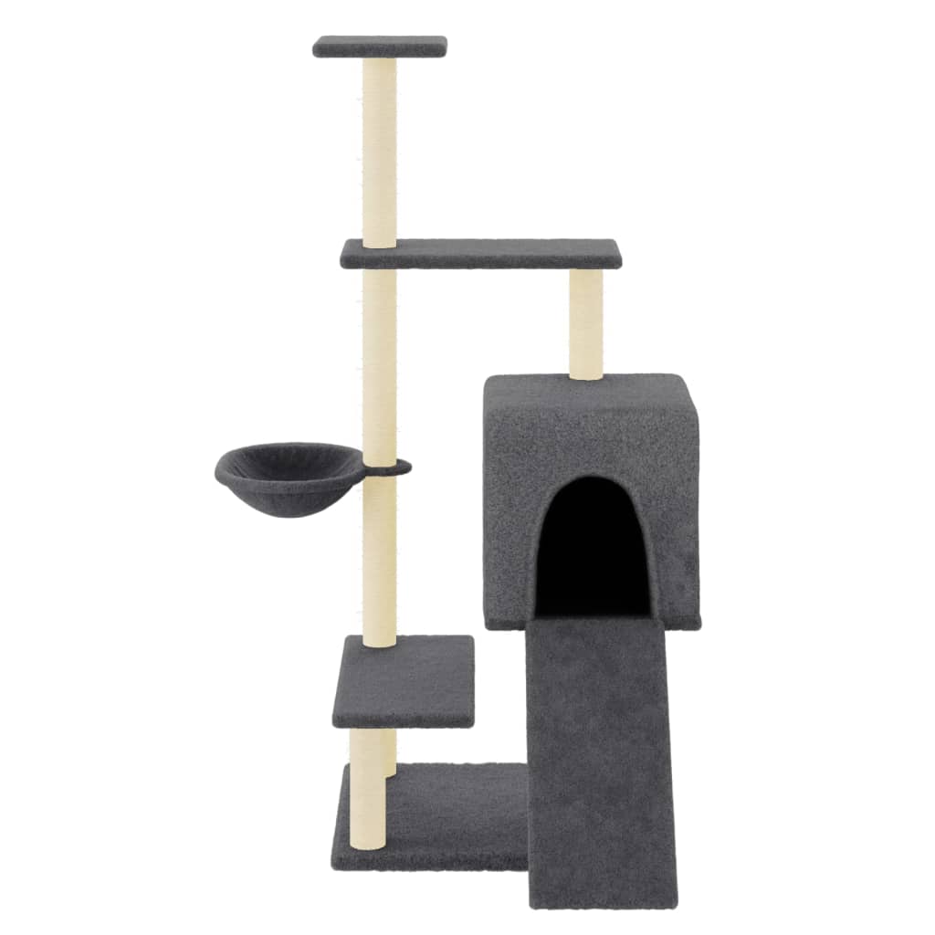 Vidaxl -Katzenmöbel mit Sisal -Kratzerpfosten 130,5 cm dunkelgrau