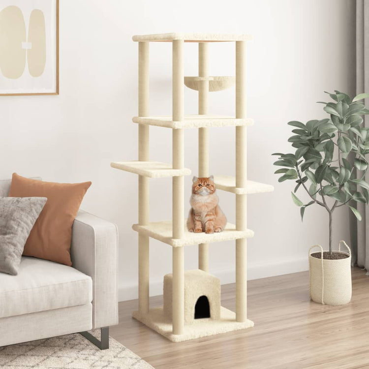 Vidaxl -Katzenmöbel mit Sisal -Kratzerpfosten 154 cm Creme -Colored