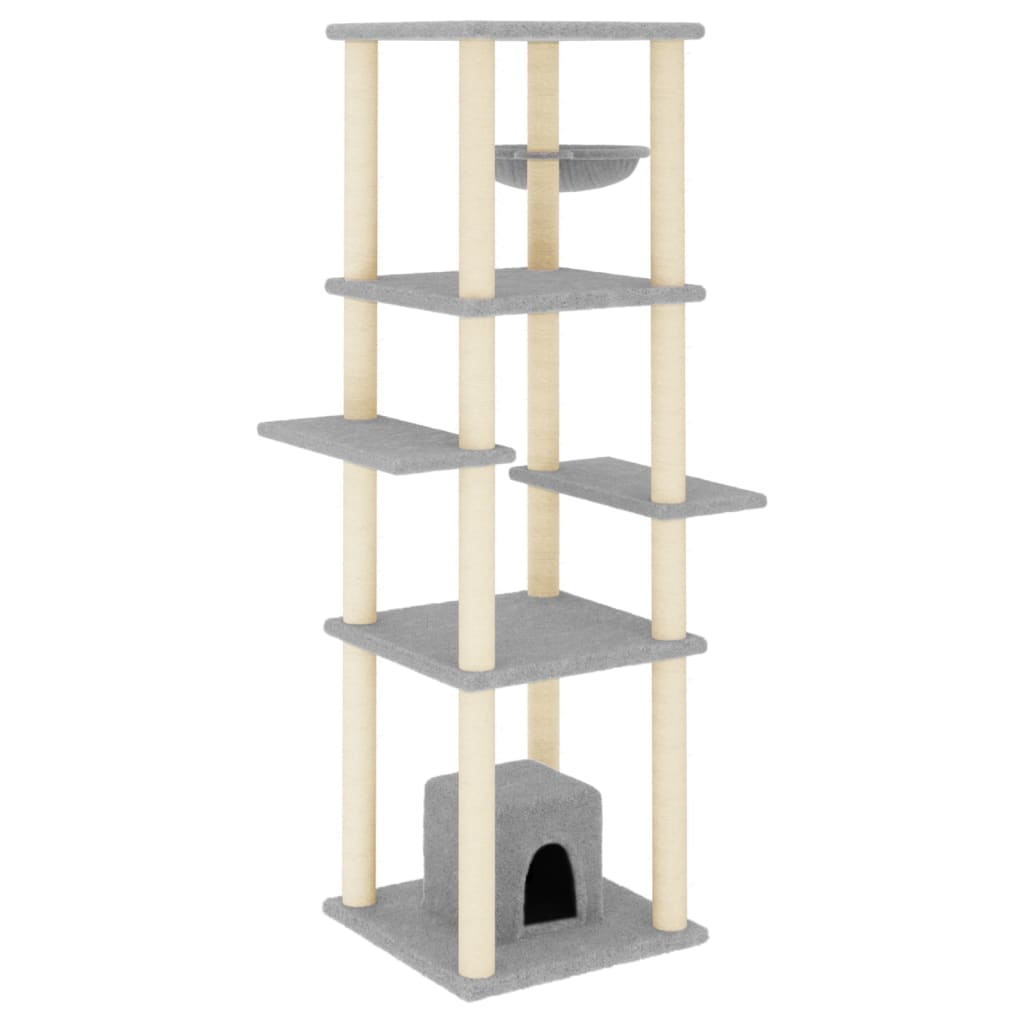 Vidaxl -Katzenmöbel mit Sisal -Kratzerpfosten 154 cm hellgrau