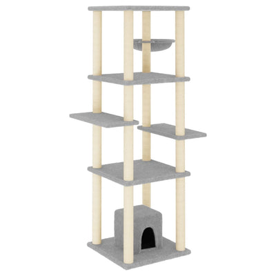 Vidaxl -Katzenmöbel mit Sisal -Kratzerpfosten 154 cm hellgrau