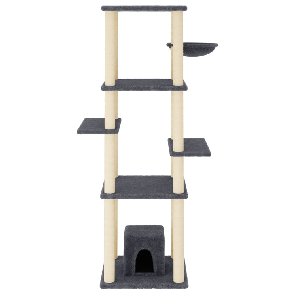 Vidaxl -Katzenmöbel mit Sisal -Kratzerpfosten 154 cm dunkelgrau