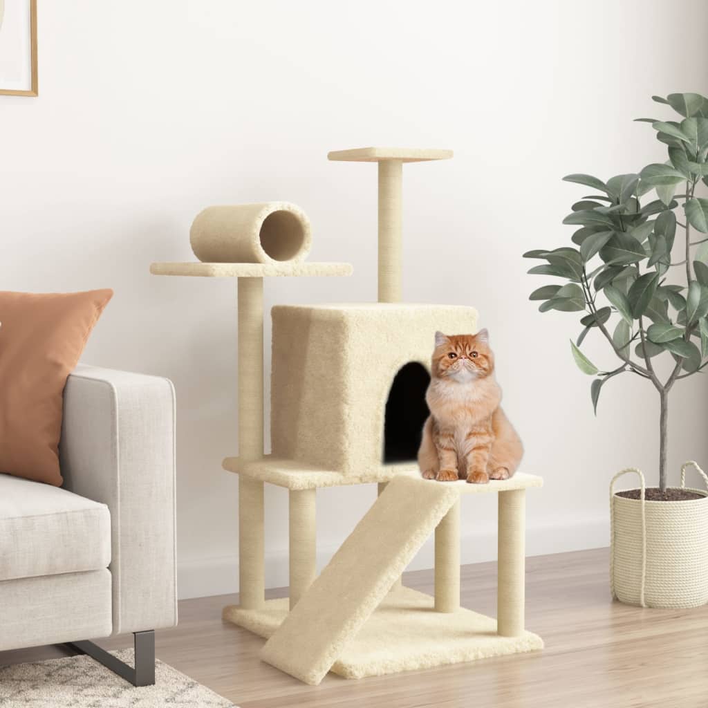 Vidaxl -Katzenmöbel mit Sisal -Kratzerpfosten 110,5 cm creme -colored