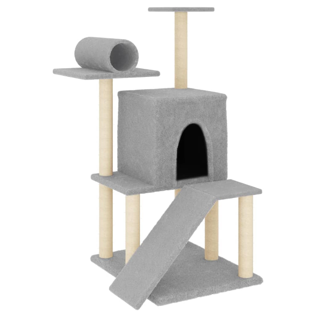 Vidaxl -Katzenmöbel mit Sisal -Kratzerpfosten 110,5 cm hellgrau