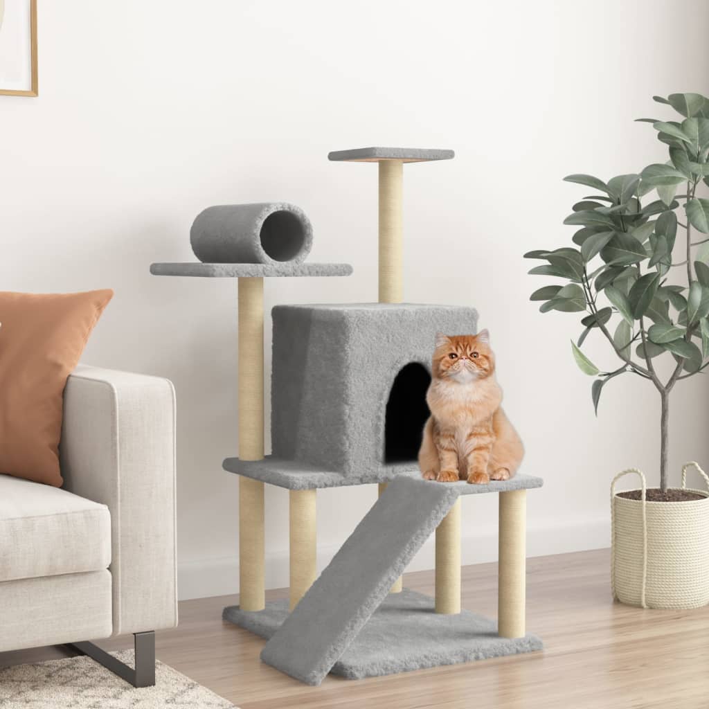 Vidaxl -Katzenmöbel mit Sisal -Kratzerpfosten 110,5 cm hellgrau