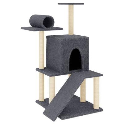Vidaxl -Katzenmöbel mit Sisal -Kratzerpfosten 110,5 cm dunkelgrau