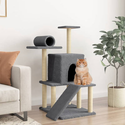 Vidaxl -Katzenmöbel mit Sisal -Kratzerpfosten 110,5 cm dunkelgrau