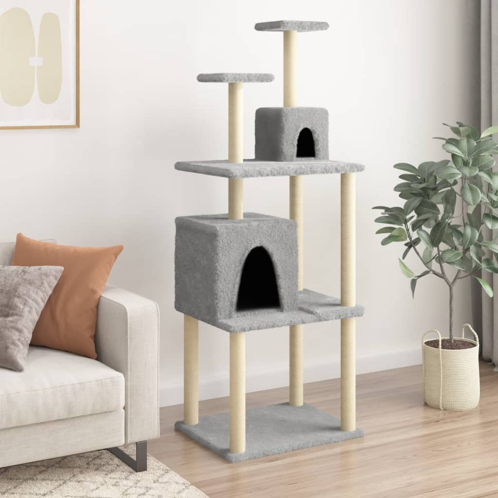Vidaxl -Katzenmöbel mit Sisal -Kratzerpfosten 167 cm hellgrau