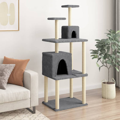 Vidaxl -Katzenmöbel mit Sisal -Kratzerpfosten 167 cm dunkelgrau
